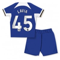 Fotbalové Dres Chelsea Romeo Lavia #45 Dětské Domácí 2023-24 Krátký Rukáv (+ trenýrky)